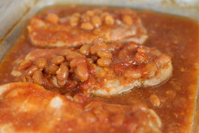 Crock Pot Pork Chops and Baked Beans