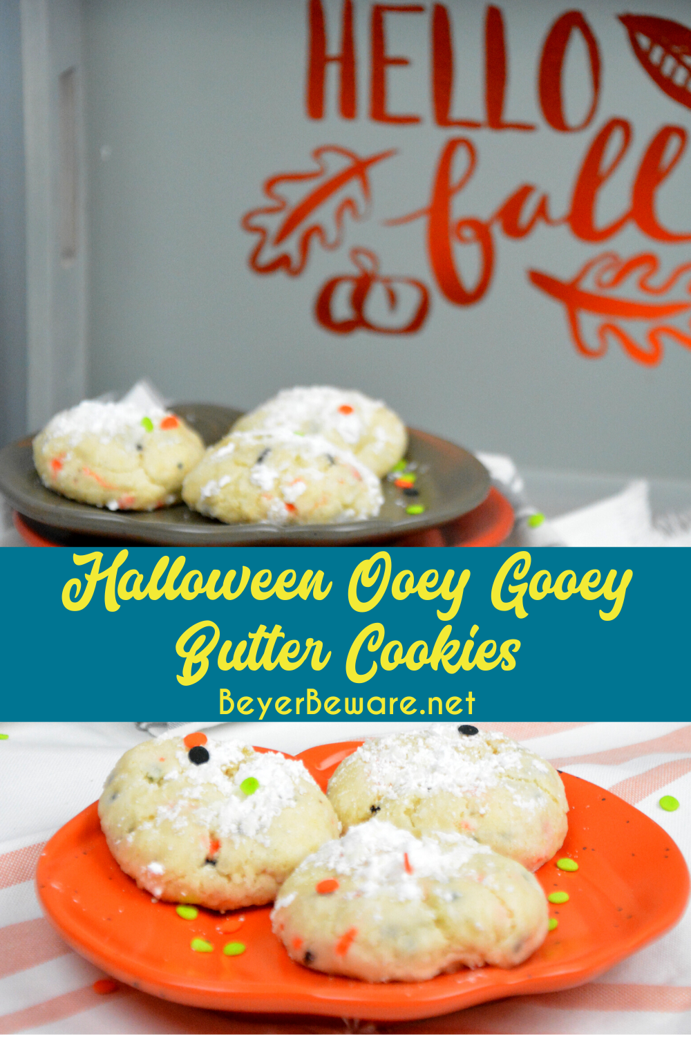 Cake Mix Halloween Cookies are a sweet combination of the funfetti cake mix with cream cheese, butter, vanilla, and eggs to form the softest cookies everyone will love.