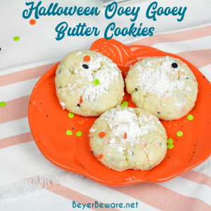 Cake Mix Halloween Cookies are a sweet combination of the funfetti cake mix with cream cheese, butter, vanilla, and eggs to form the softest cookies everyone will love.