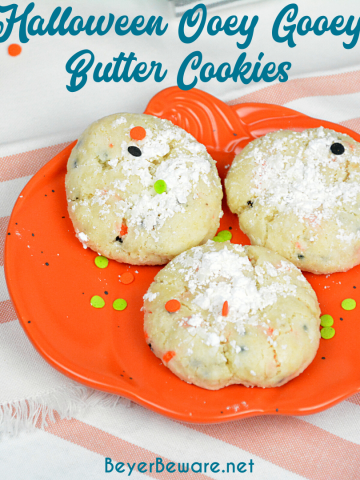 Cake Mix Halloween Cookies are a sweet combination of the funfetti cake mix with cream cheese, butter, vanilla, and eggs to form the softest cookies everyone will love.
