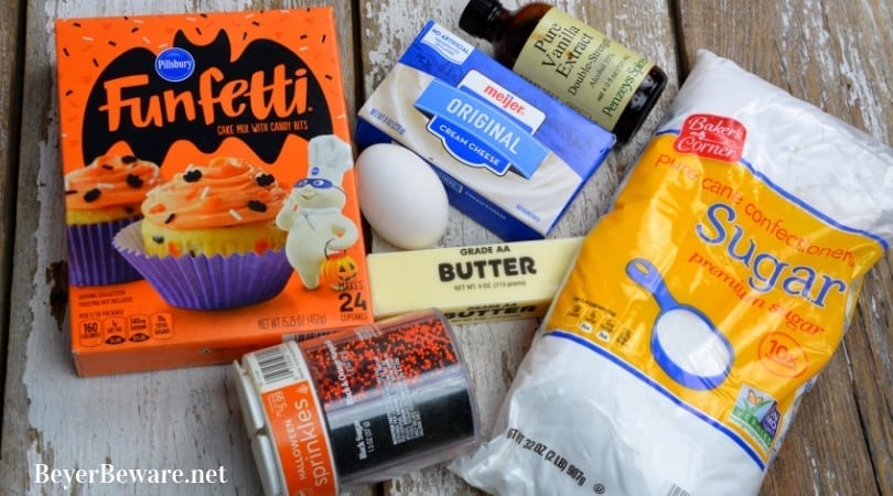 Cake Mix Halloween Cookies are a sweet combination of the funfetti cake mix with cream cheese, butter, vanilla, and eggs to form the softest cookies everyone will love. #cookies #CakeMix #CakeMixRecipes #CakeMixCookies