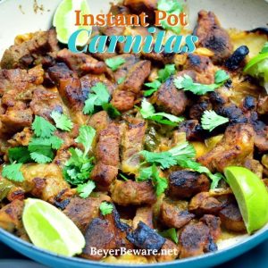 Instant Pot Carnitas combine pork shoulder pieces with citrus, Mexican seasonings, and beer to create a quick, tender, and flavorful carnitas recipe. #Instantpot #Carnitas #MexicanRecipes #PorkRecipes