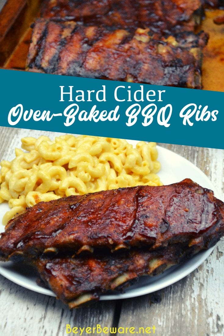 These hard cider oven-baked BBQ ribs were dripping with flavor and fall off the bone pork goodness.