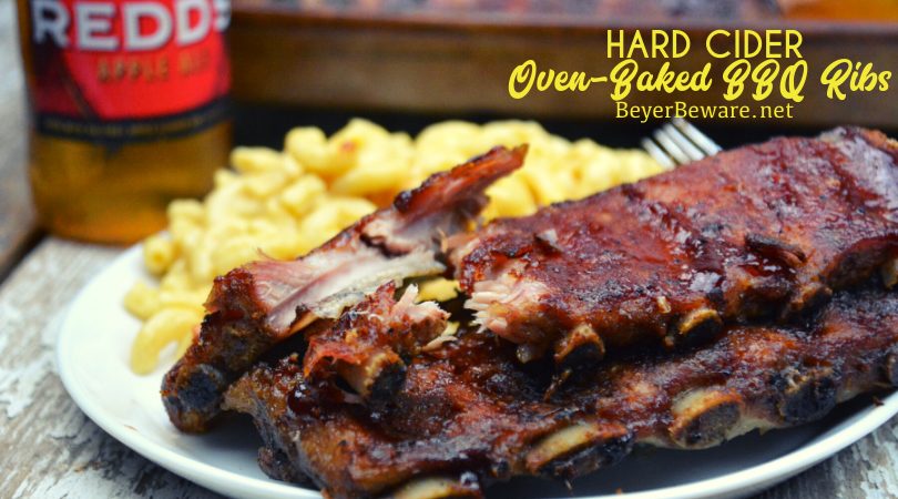 These hard cider oven-baked BBQ ribs were dripping with flavor and fall off the bone pork goodness.