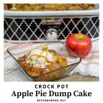 Crock Pot Apple Pie Dump Cake recipe is just a few simple ingredients of apple pie filling, cake mix, butter and pecans and in the crock pot for a couple hours. #CrockPot #Apple #DumpCake