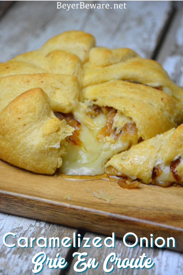Caramelized onion baked brie crescent round is a simple combination of