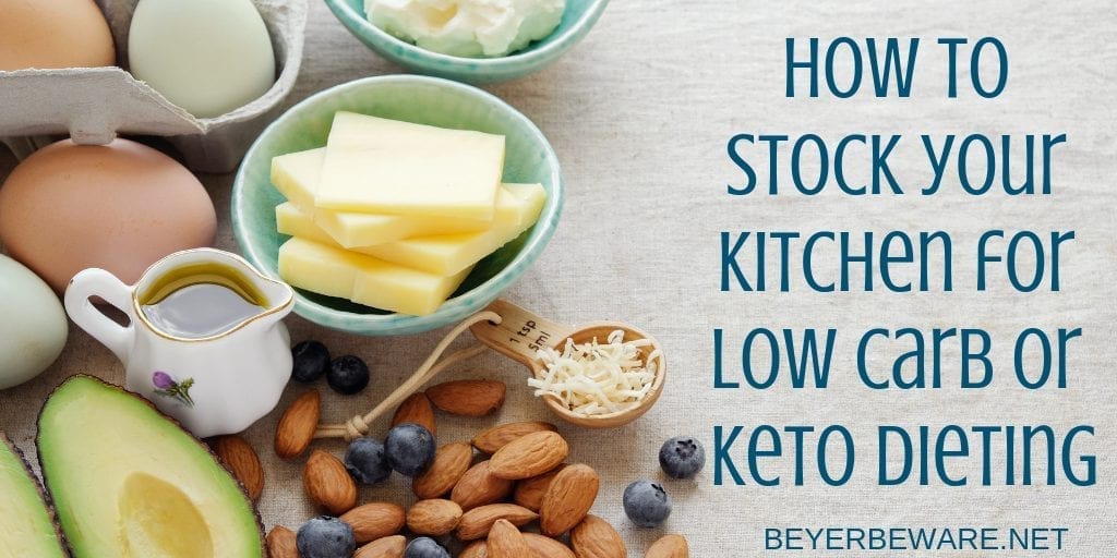 How to stock your kitchen for low carb or keto dieting - Food lists for helping be successful on a low carb diet. #Keto #LowCarb #Dieting