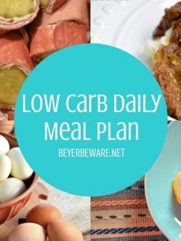 This week's low carb meal plan keeps a daily food intake under 21 carbs and 2000 calories. It is a great combination of utilizing leftovers for second meals and adding some variety to your diet. #LowCarb #Keto #MealPlan #LowCarbMealPlan