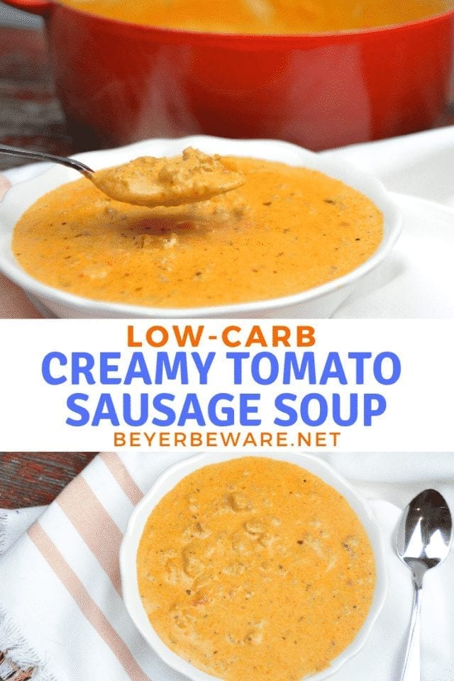 Low Carb Creamy Tomato Sausage Soup - Keto Sausage Soup Recipe