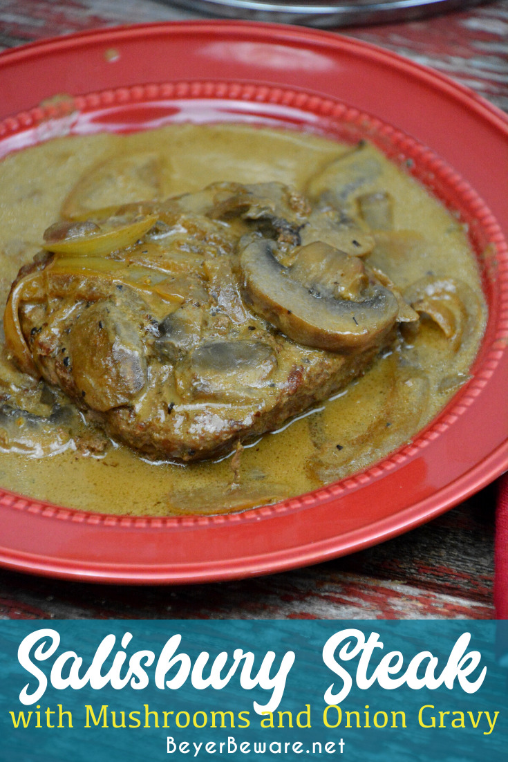 Low Carb Salisbury Steak is a one-pan meal that involves a skillet cooking butter with onions and mushrooms before sauteeing the hamburger steaks that all meld together with a brown gravy from the pan drippings.