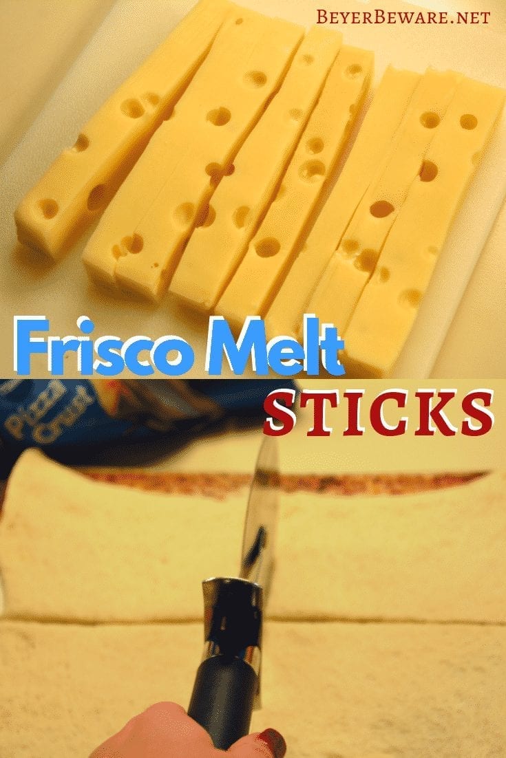 Frisco Melt Sticks combined browned hamburger with swiss cheese and a simple Frisco melt sauce to create the handheld stuffed Frisco Melt burgers. #FriscoMelts #Beef #Burgers #Handhelds #EasyMeals #EasyDinners