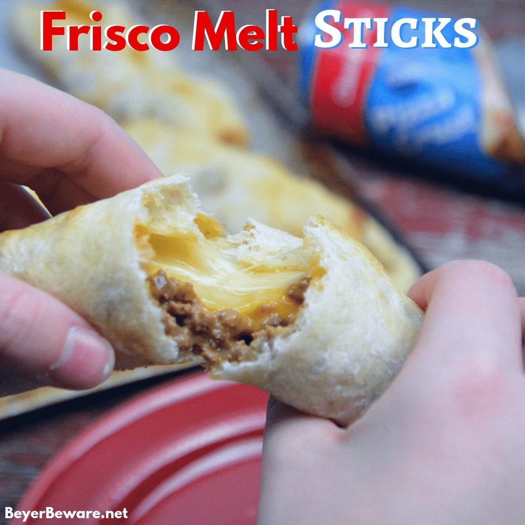 Frisco Melt Sticks combined browned hamburger with swiss cheese and a simple Frisco melt sauce to create the handheld stuffed Frisco Melt burgers. #FriscoMelts #Beef #Burgers #Handhelds #EasyMeals #EasyDinners