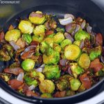 Ninja Foodi Brussels Sprouts, onions and bacon are a quick air fryer side dish that is the perfect Brussels Sprouts recipe.  #NinjaFoodi #Airfryer #BrusselsSprouts #Bacon #EasyRecipes