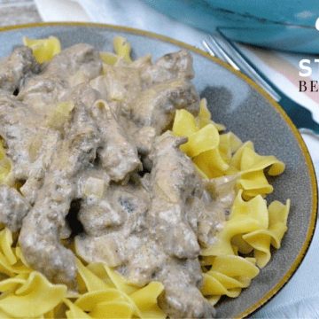 Cube steak beef stroganoff recipe is one that is made gluten-free and can be served over noodles or rice for your family while it is also great over cauliflower rice for a low-carb beef stroganoff. #Lowcarb #Beef #CubeSteaks #EasyDinner #DinnerRecipes #Recipes