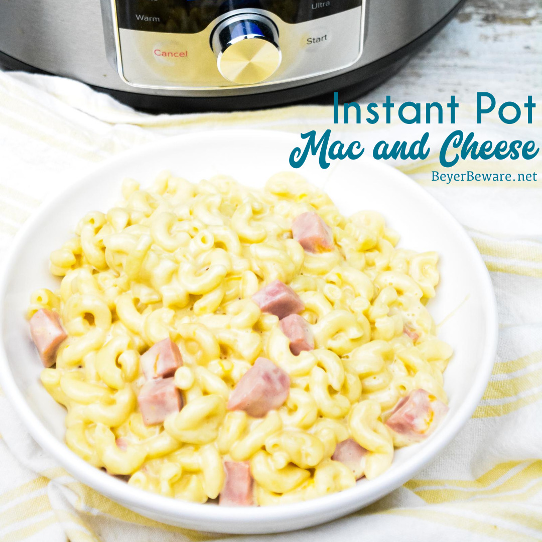 Instant Pot mac and cheese with ham is a quick dinner recipe using three kinds of cheese and leftover ham that is done in under 15-minutes and all cooked in the Instant Pot. 
