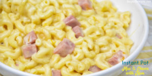 Instant Pot mac and cheese with ham is a quick dinner recipe using three kinds of cheese and leftover ham that is done in under 15-minutes and all cooked in the Instant Pot.