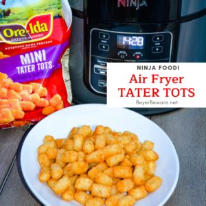 Ninja Foodi Air Fryer Tater Tots are the best made at home tater tots. So simple and ready in under 15 minutes. For extra crunch, make mini tater tots for the ultimate crispy to soft inside combination. #AirFryer #NinjaFoodi #TaterTots