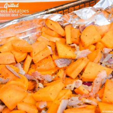 Grilled Sweet Potatoes with Bacon and Onions are an easy grilled side dish recipe perfect for your next BBQ.