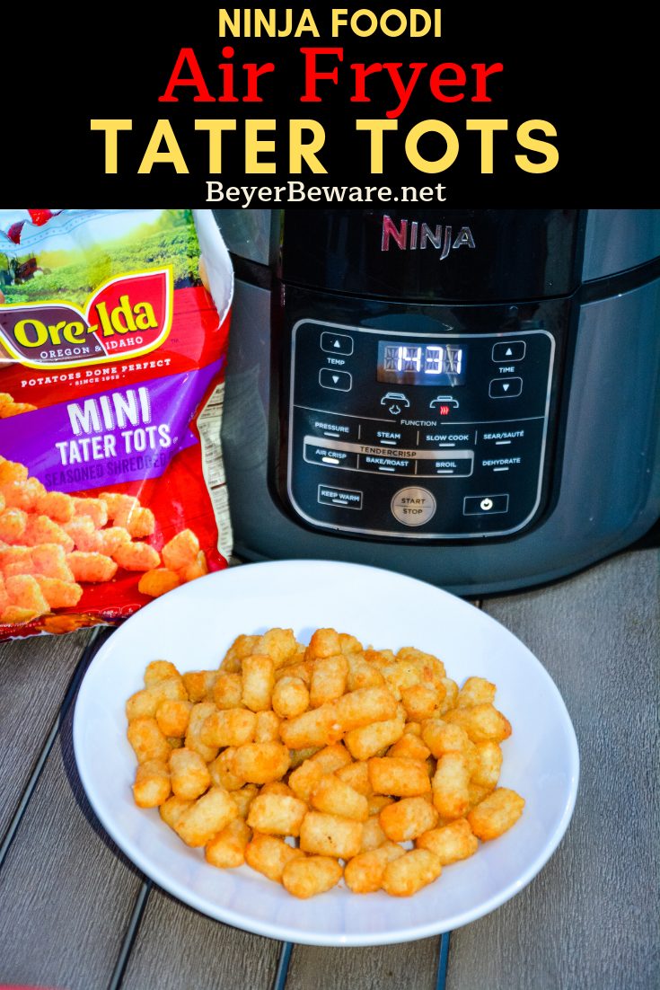 Ninja Foodi Air Fryer Tater Tots are the best made at home tater tots. So simple and ready in under 15 minutes. For extra crunch, make mini tater tots for the ultimate crispy to soft inside combination. #AirFryer #NinjaFoodi #TaterTots