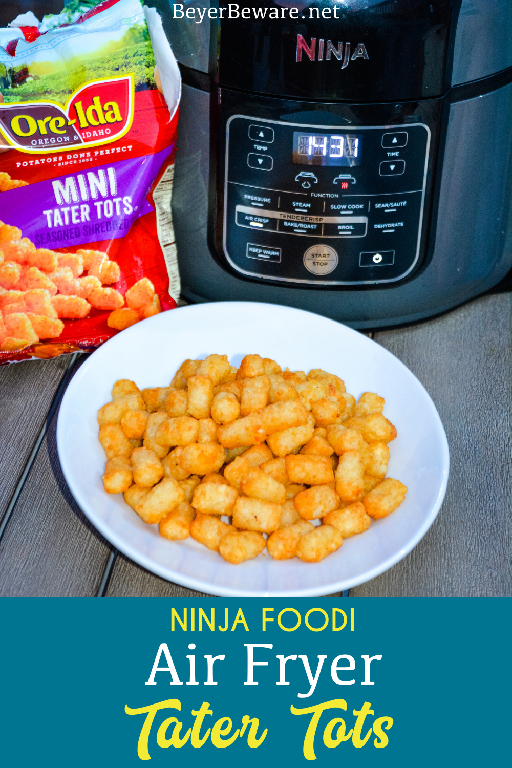 Ninja Foodi Air Fryer Tater Tots are the best tater tots you can make at home in under 15 minutes and mini tater tots for the best tots.