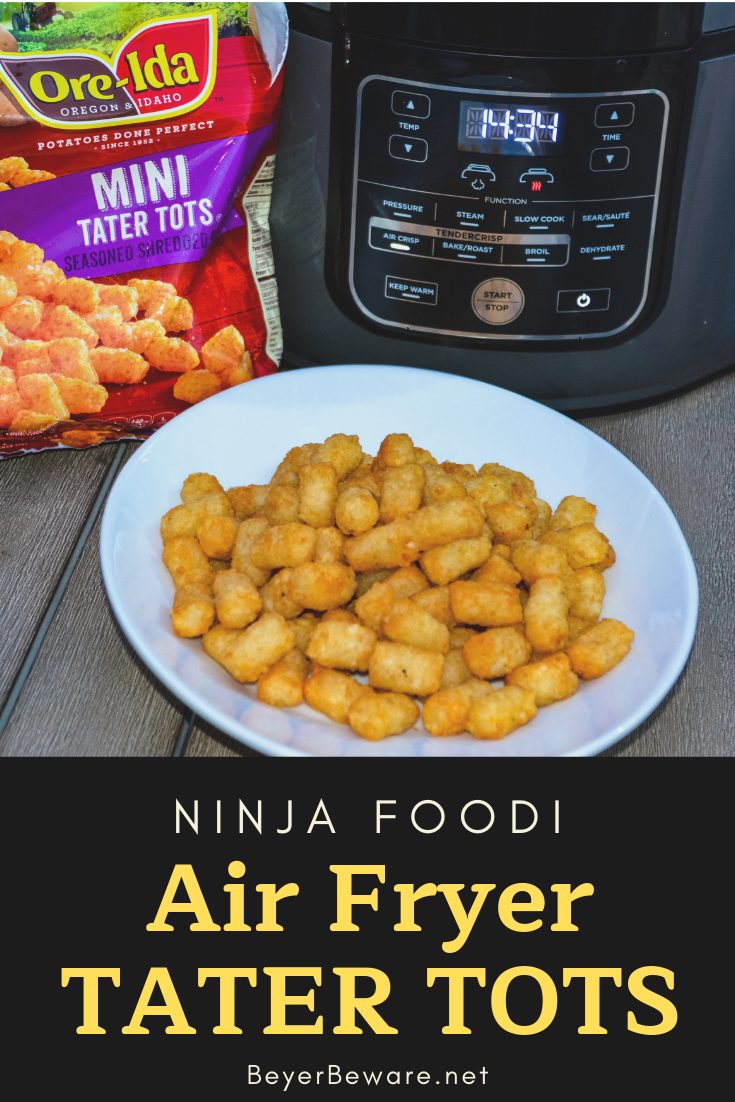 Ninja Foodi Air Fryer Tater Tots are the best made at home tater tots. So simple and ready in under 15 minutes. For extra crunch, make mini tater tots for the ultimate crispy to soft inside combination. #AirFryer #NinjaFoodi #TaterTots