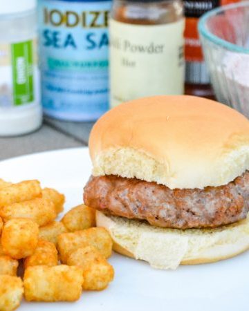 Pork Burger Seasoning Salt is a combination of three salts, paprika and chili powder to create a seasoning salt that is perfect on pork burgers, pork chops and even chicken and beef. #pork #Burgers #Seasonings #Salt #Spices #Grilling #Recipes