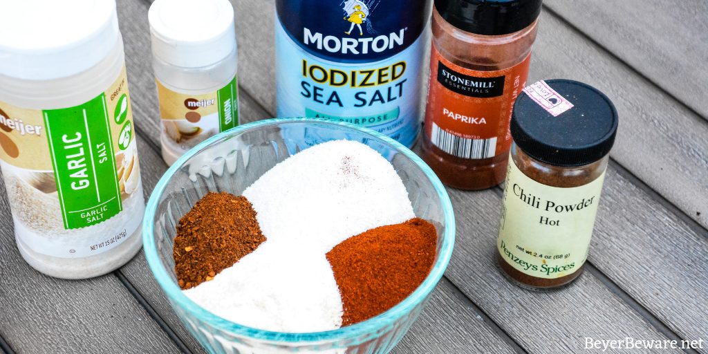 Pork Seasoning Salt is a combination of three salts, paprika and chili powder to create a seasoning salt that is perfect on pork burgers, pork chops and even chicken and beef. #pork #Burgers #Seasonings #Salt #Spices #Grilling #Recipes