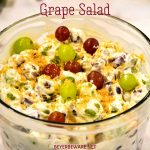 Cream cheese grape salad is an easy 5-ingredient fruit salad recipe made with red and green grapes, cream cheese, sour cream, and brown sugar.