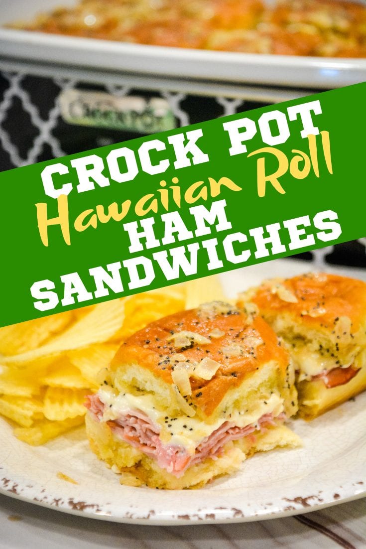 Crock pot Hawaiian roll ham sandwiches are the warm buttery mustard ham sandwich recipe made with onions, poppy seeds, and Swiss cheese without needing to bake them with the same results.