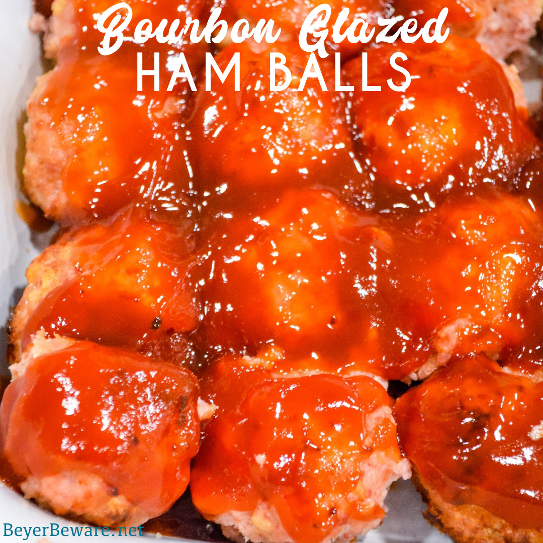 Bourbon Glazed Ham Balls are the pork meatball recipe that combines ground ham and ground and drenched in a sweet bourbon glaze for the sweet and savory ham ball.