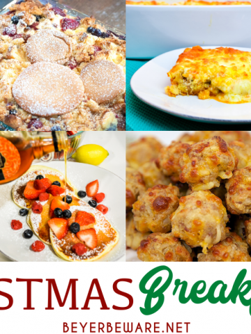 Christmas morning breakfast ideas from make-ahead breakfast casserole recipes to pastries and also breakfast drinks and cocktails to help feed your family without you spending all the time in the kitchen.