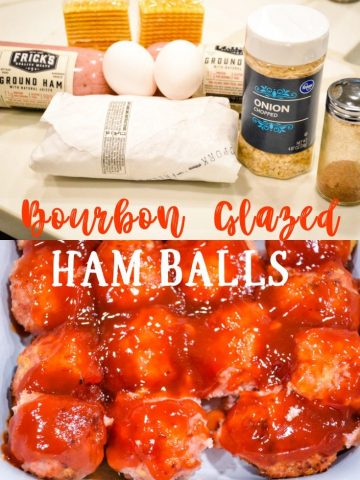 Bourbon Glazed Ham Balls are a pork lovers dream with the combination of ground ham and ground pork along with onion, crackers, and egg combine with my pork seasoning and drenched in a sweet bourbon glaze for the best pork meatball around. #Ham #Hamballs #Bourbon #Meatballs #Appetizers