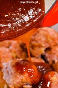 Bourbon Glazed Ham Balls are a pork lovers dream with the combination of ground ham and ground pork along with onion, crackers, and egg combine with my pork seasoning and drenched in a sweet bourbon glaze for the best pork meatball around.