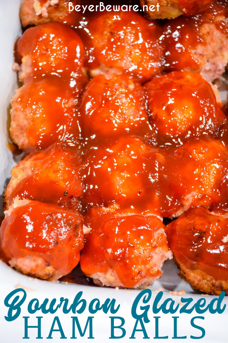Bourbon Glazed Ham Balls are the pork meatball recipe that combines ground ham and ground and drenched in a sweet bourbon glaze for the sweet and savory ham ball.
