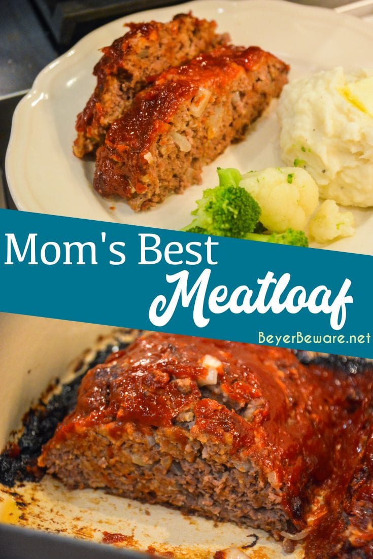 Mom's best meatloaf recipe is a gluten-free recipe as it is made with ground beef, oats, onions, eggs, milk, and a sweet and tangy glaze that is baked to perfection.