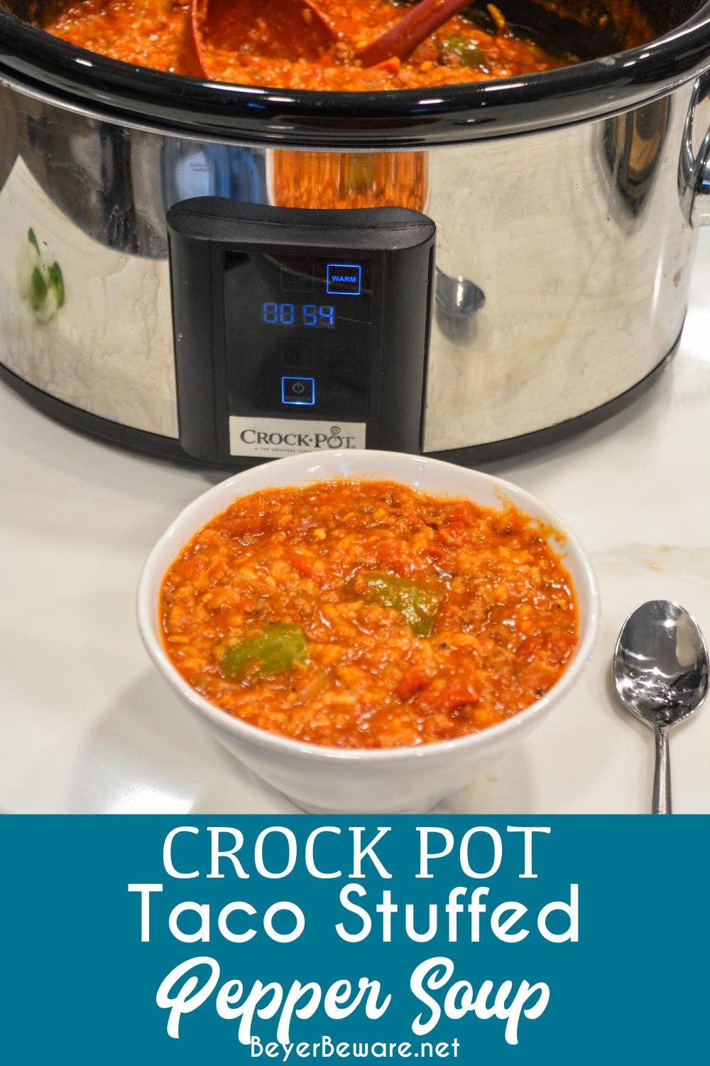 Crock pot taco hamburger and rice soup is a taco-seasoned stuffed pepper soup with a tomato base, rice, bell peppers, onions, and ground beef and slow-cooked to a delicious, hearty soup. 