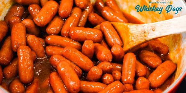 Whiskey dogs are a quick lit'l smokies appetizer made with ketchup, brown sugar, and whiskey either cooked on the stove or in a crock pot until the little weiners are hot.