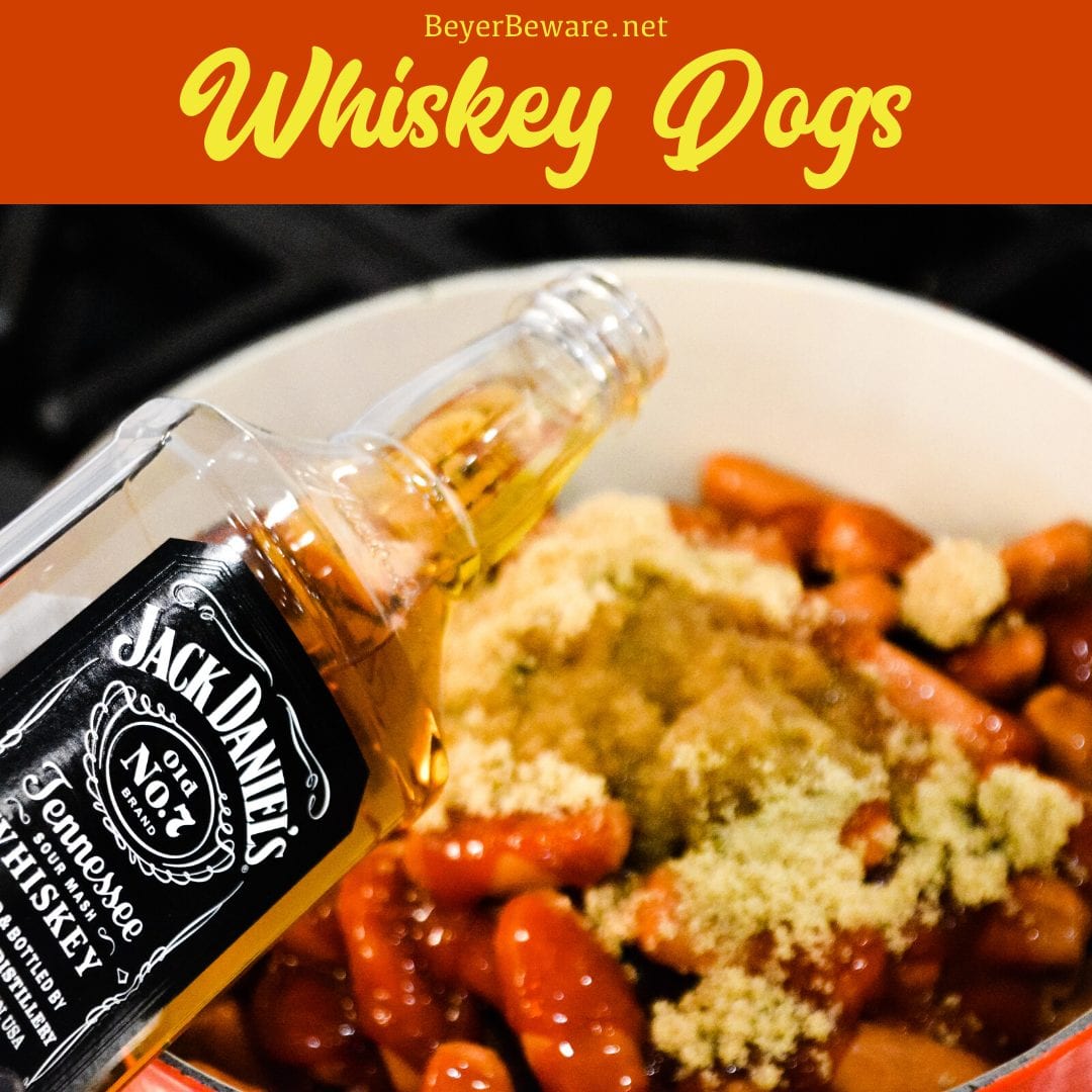 Whiskey dogs are a quick lit'l smokies appetizer made with ketchup, brown sugar, and whiskey either cooked on the stove or in a crock pot until the little weiners are hot.