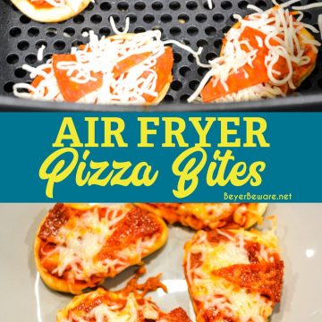 Air fryer pizza bites on naan bread are a simple snack or lunch made with naan bites, pizza sauce, pepperoni, and cheese and cook quickly in the air fryer or Ninja Foodi.