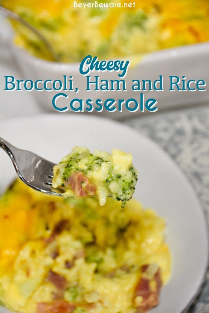 Cheesy ham, broccoli, and rice casserole quickly combined steamed broccoli and cauliflower, diced onions and celery, minute rice, and creamy cheese sauce.