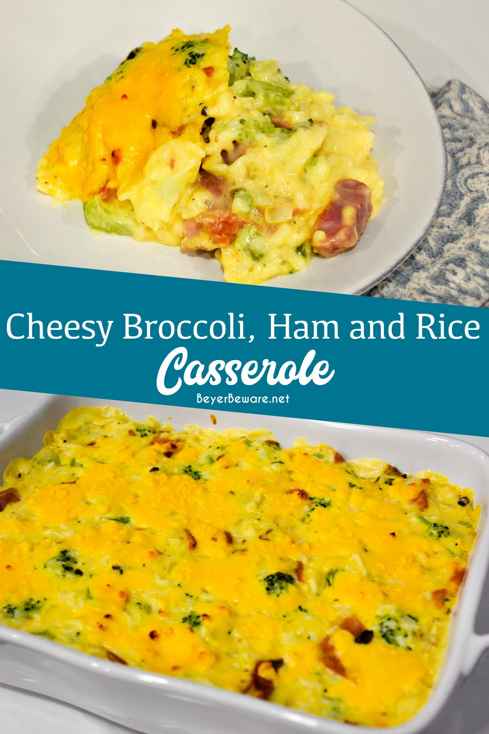 Cheesy ham, broccoli, and rice casserole was a delicious switch to a traditional chicken casserole. 