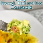 Cheesy ham, broccoli, and rice casserole quickly combined steamed broccoli and cauliflower, diced onions and celery, minute rice, and creamy cheese sauce.