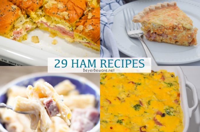 Theses 29 ham recipes are a great way to use up leftover ham to make ham breakfast, ham casserole recipes, ham soups, and ham sandwiches for an easy weeknight dinner.