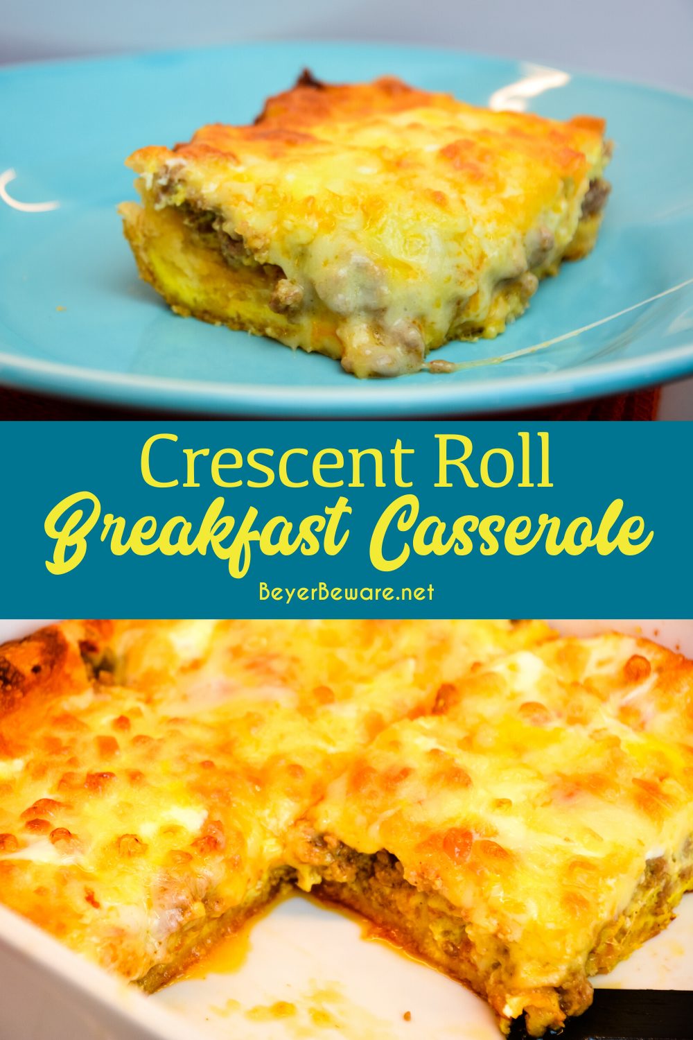 Crescent roll breakfast casserole is an easy to make sausage breakfast casserole recipe with 5 ingredients.