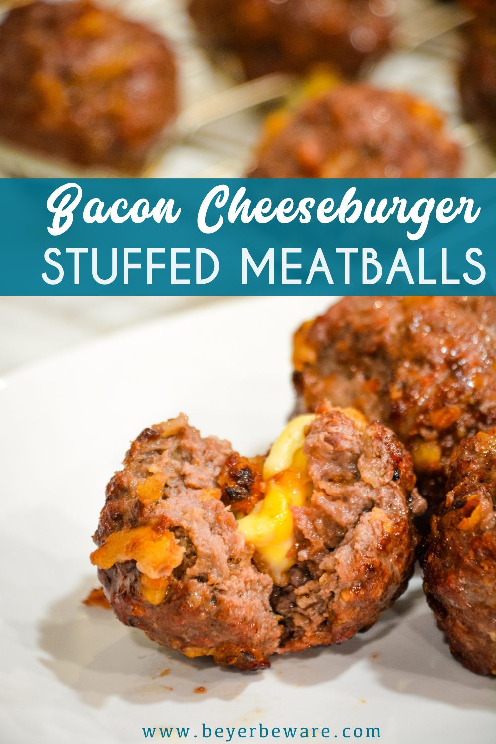 Bacon cheeseburger stuffed meatballs on the grill are the perfect grilled meatball made with bacon bits, fried onions, ground beef, and a cube of Colby jack cheese.