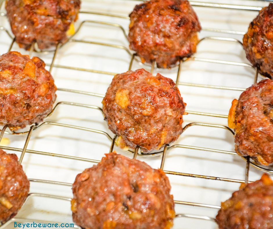 Grilled bacon cheeseburger stuffed meatballs