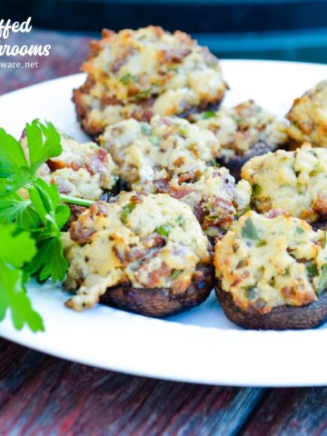 Bacon parmesan stuffed mushrooms are a gluten-free stuffed mushroom recipe is low-carb, filled with bacon, cheese, garlic, onions, and herbs that can be grilled or baked.