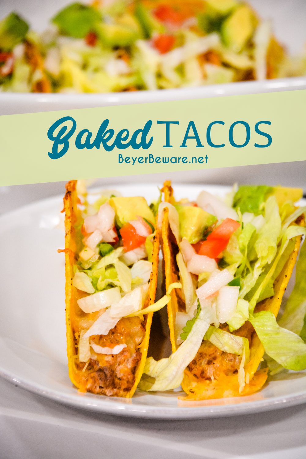 Creamy ground beef baked tacos are made with corn or flour shells, ground beef, taco seasoning, cream cheese, and salsa before topping with shredded cheese.