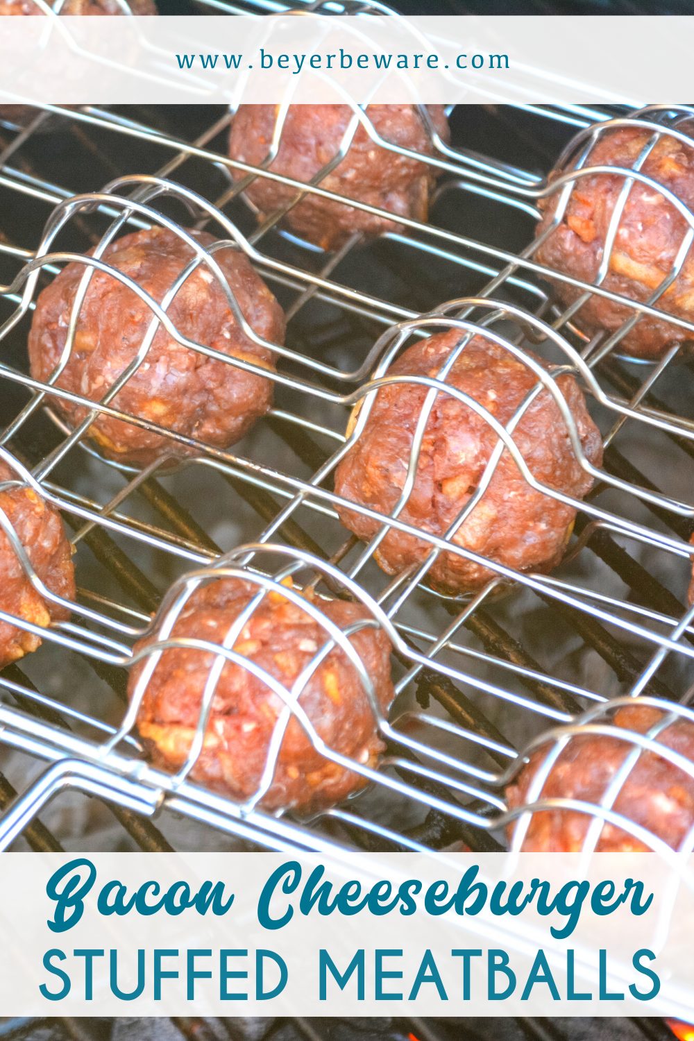 Bacon Cheeseburger meatballs on the grill