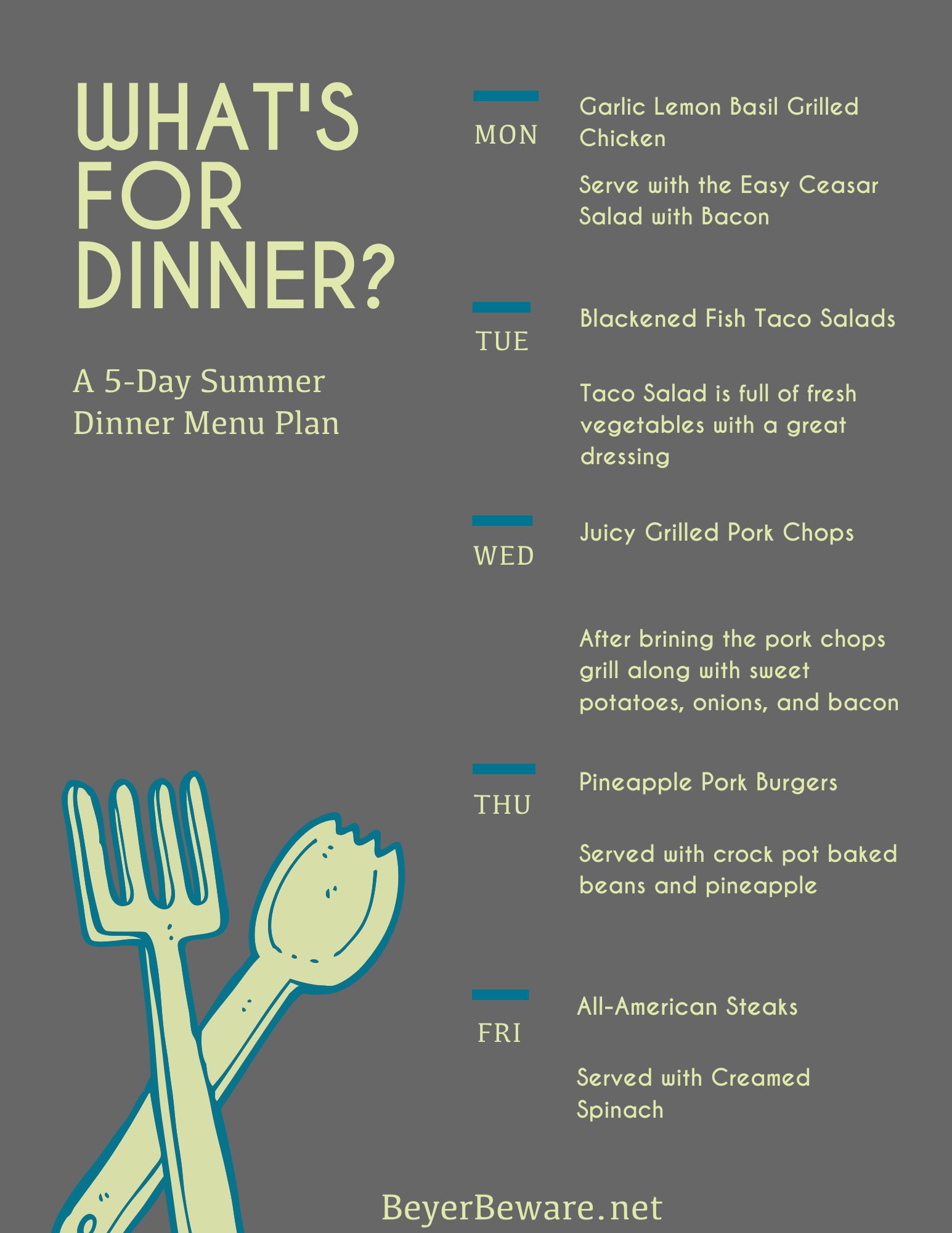 Summer Dinner Plan